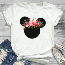 Load image into Gallery viewer, Women Fashion Graphic Flower Womens T-Shirt Cute Ear Tshirts Girl Laides Tumblr Tee Hipster Clothing Female T Shirt Print Tees