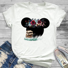 Load image into Gallery viewer, Women Fashion Graphic Flower Womens T-Shirt Cute Ear Tshirts Girl Laides Tumblr Tee Hipster Clothing Female T Shirt Print Tees