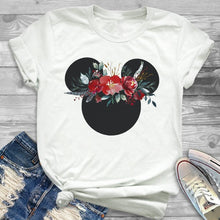 Load image into Gallery viewer, Women Fashion Graphic Flower Womens T-Shirt Cute Ear Tshirts Girl Laides Tumblr Tee Hipster Clothing Female T Shirt Print Tees