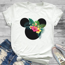 Load image into Gallery viewer, Women Fashion Graphic Flower Womens T-Shirt Cute Ear Tshirts Girl Laides Tumblr Tee Hipster Clothing Female T Shirt Print Tees