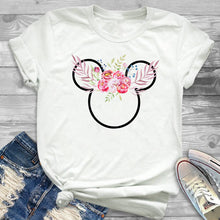 Load image into Gallery viewer, Women Fashion Graphic Flower Womens T-Shirt Cute Ear Tshirts Girl Laides Tumblr Tee Hipster Clothing Female T Shirt Print Tees
