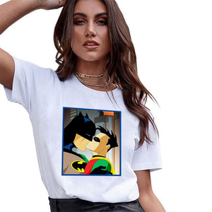 ZOGANKI Women Casual T Shirt Funny Cartoon Print Tops Tee Summer Short Sleeve Tee Shirts Female Graphic T-shirt Tops