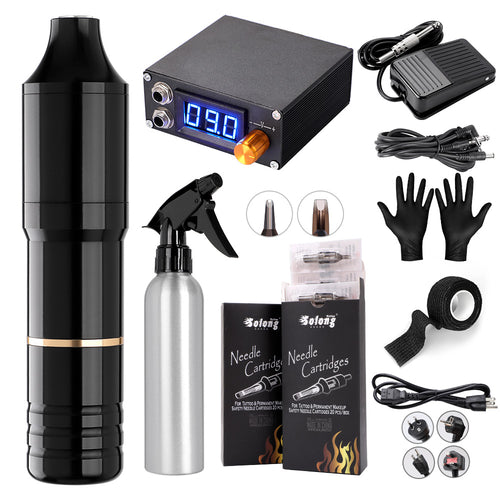Solong Professional Tattoo Hybrid Tattoo Pen Rotary Tattoo Machine Needle Cartridges with DC5.5 Jack Tattoo Artists EM128