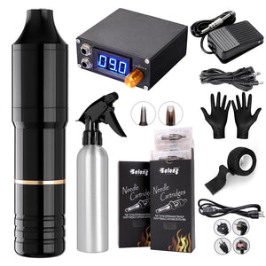 Solong Professional Tattoo Hybrid Tattoo Pen Rotary Tattoo Machine Needle Cartridges with DC5.5 Jack Tattoo Artists EM128