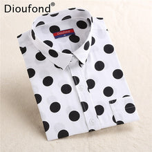 Load image into Gallery viewer, Dioufond White Navy Lips Print Women Blouses Long Sleeve Ladies Office Blouse Shirt  Casual Button Down Blusa 2017 Spring