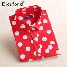 Load image into Gallery viewer, Dioufond White Navy Lips Print Women Blouses Long Sleeve Ladies Office Blouse Shirt  Casual Button Down Blusa 2017 Spring
