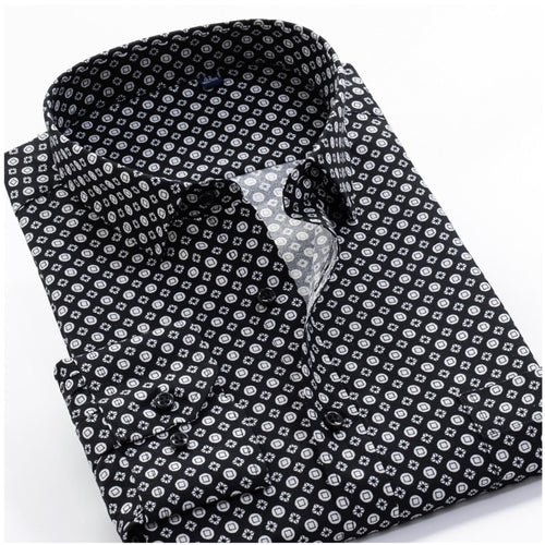 Large Size 8XL 9XL 10XL VROKINO Brand 2019 Vintage Floral Print Long Sleeves Men's Business Casual Dress Fashion Classic Shirt