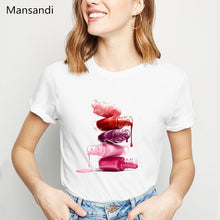 Load image into Gallery viewer, watercolor red Nail Polish tshirt women clothes 2019 summer tops tee shirt femme vogue funny t shirts camiseta mujer streetwear