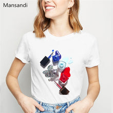 Load image into Gallery viewer, watercolor red Nail Polish tshirt women clothes 2019 summer tops tee shirt femme vogue funny t shirts camiseta mujer streetwear