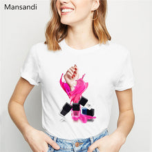 Load image into Gallery viewer, watercolor red Nail Polish tshirt women clothes 2019 summer tops tee shirt femme vogue funny t shirts camiseta mujer streetwear