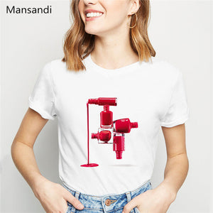 watercolor red Nail Polish tshirt women clothes 2019 summer tops tee shirt femme vogue funny t shirts camiseta mujer streetwear