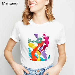 watercolor red Nail Polish tshirt women clothes 2019 summer tops tee shirt femme vogue funny t shirts camiseta mujer streetwear