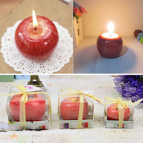 Newly Home Red Apple Shape Fruit Scented Candle Gift Wedding Decoration Valentine's Day Christmas Candle Lamp  MK
