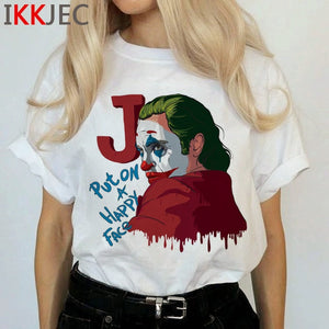 Joker Harajuku Joaquin Phoenix T Shirt Women Horror Hot Movie Ullzang T-shirt 90s Graphic Funny Tshirt Streetwear Top Tee Female