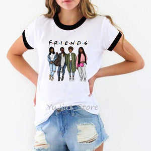 Vogue FRIENDS Tshirt femme Letter print graphic tees women melanin black girl Friends TV Show t-shirt Christmas cute pink tshirt