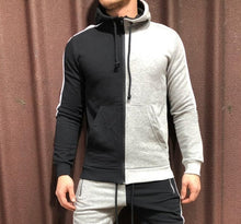 Load image into Gallery viewer, Two Pieces Set Men Half Black Half White Men&#39;s Sports Suit Autumn Winter Pant Sweatshirt Male Hoody Tracksuit Sweatsuit Outfit