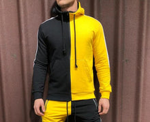 Load image into Gallery viewer, Two Pieces Set Men Half Black Half White Men&#39;s Sports Suit Autumn Winter Pant Sweatshirt Male Hoody Tracksuit Sweatsuit Outfit