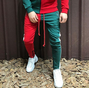 Two Pieces Set Men Half Black Half White Men's Sports Suit Autumn Winter Pant Sweatshirt Male Hoody Tracksuit Sweatsuit Outfit