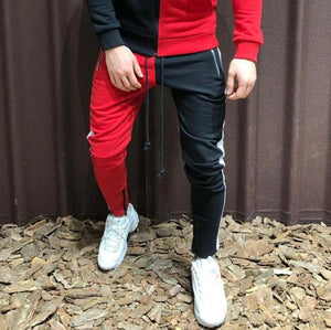 Two Pieces Set Men Half Black Half White Men's Sports Suit Autumn Winter Pant Sweatshirt Male Hoody Tracksuit Sweatsuit Outfit