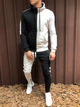 Load image into Gallery viewer, Two Pieces Set Men Half Black Half White Men&#39;s Sports Suit Autumn Winter Pant Sweatshirt Male Hoody Tracksuit Sweatsuit Outfit