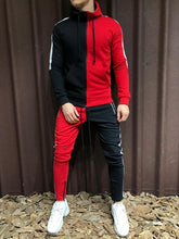 Load image into Gallery viewer, Two Pieces Set Men Half Black Half White Men&#39;s Sports Suit Autumn Winter Pant Sweatshirt Male Hoody Tracksuit Sweatsuit Outfit
