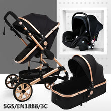 Load image into Gallery viewer, Multifunctional 3 in 1 Baby Stroller High Landscape Stroller  Folding Carriage Gold Baby Stroller Newborn Stroller