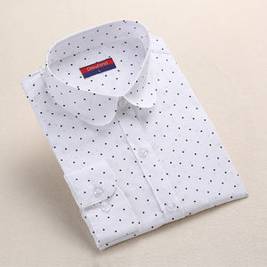 Dioufond White Navy Lips Print Women Blouses Long Sleeve Ladies Office Blouse Shirt  Casual Button Down Blusa 2017 Spring