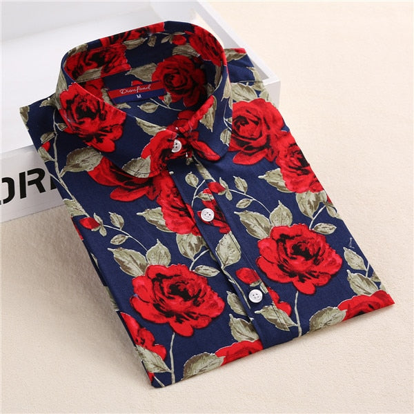 Dioufond White Navy Lips Print Women Blouses Long Sleeve Ladies Office Blouse Shirt  Casual Button Down Blusa 2017 Spring