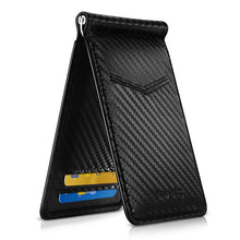 Load image into Gallery viewer, NewBring Black Carbon FIber-Look Money Clip RFID Blocking Driver License ID Cash