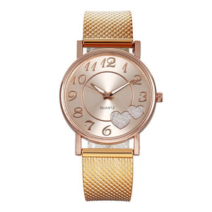 Fashion Women watches Ladies watch Silver Gold Heart Dial Silicone mesh belt Wrist Watch часы женские reloj mujer montre femme/d