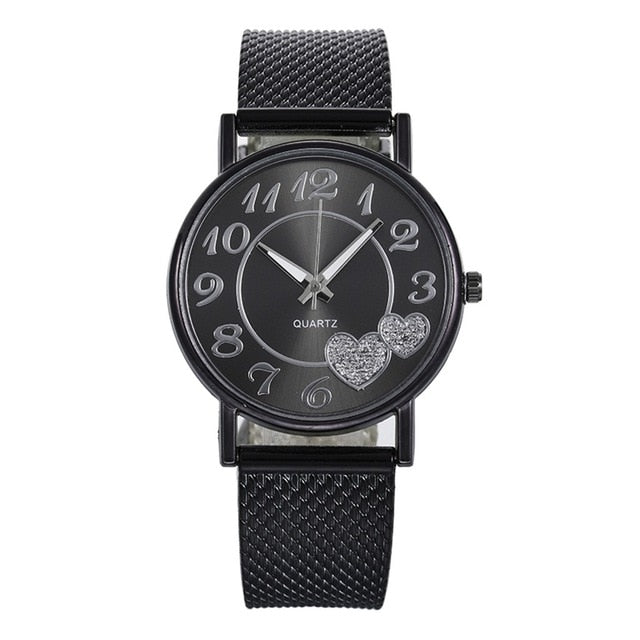 Fashion Women watches Ladies watch Silver Gold Heart Dial Silicone mesh belt Wrist Watch часы женские reloj mujer montre femme/d