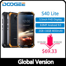 Load image into Gallery viewer, IP68 DOOGEE S40 Lite Rugged Phone Mobile Phone 5.5inch Display 4650mAh 8.0MP Fingerprint Quad Core 2GB 16GB Android 9.0