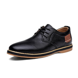 Merkmak Oxford Genuine Leather Dress Shoes Men Classic Lace-Up Winter Spring Office Walking Footwear Big Size 48 Flats Male