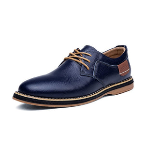 Merkmak Oxford Genuine Leather Dress Shoes Men Classic Lace-Up Winter Spring Office Walking Footwear Big Size 48 Flats Male