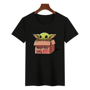 2019 Women The Mandalorian Baby Yoda Star Wars Print T-Shirt Harajuku Graphic Tees Tshirts Female Summer T-shirt  Women Tops