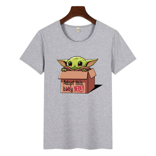 2019 Women The Mandalorian Baby Yoda Star Wars Print T-Shirt Harajuku Graphic Tees Tshirts Female Summer T-shirt  Women Tops