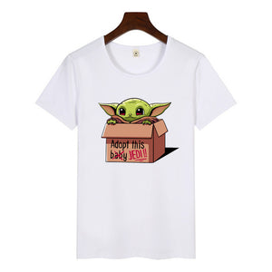 2019 Women The Mandalorian Baby Yoda Star Wars Print T-Shirt Harajuku Graphic Tees Tshirts Female Summer T-shirt  Women Tops