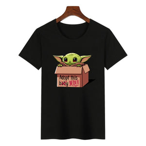 2019 Women The Mandalorian Baby Yoda Star Wars Print T-Shirt Harajuku Graphic Tees Tshirts Female Summer T-shirt  Women Tops