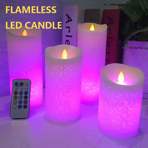 Flameless Electronic Candle Night Light LED Candle With RGB Remote Control Wax Candle For Christmas New Year Wedding Decoration