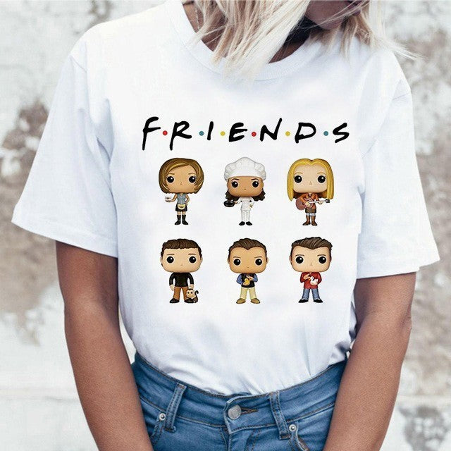 Harujuku Kawaii Friends Tv TShirt Women Korean Style Fashion T-shirt Ulzzang 90s Graphic Friends Tv Show T Shirt Top Tees Female