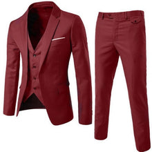 Load image into Gallery viewer, New 3 Pieces Business Blazer +Vest +Pants Suit Sets Men Autumn Fashion Solid Slim Wedding Set Vintage Classic Blazers Male