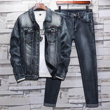 Load image into Gallery viewer, Mens Jeans Suit Sweat Suit Set Men Jacket Spring/autumn Jeans Tracksuit Street Style Cowboy Coat Plus Size Men&#39;s Casual Suit