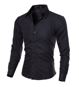 2020 Fashion Men Luxury Casual Formal Shirt Wedding Party Decent Long Sleeve Slim Fit Tops Business Office Work Outwear Shirts