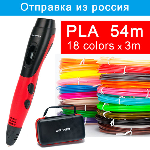 SMAFFOX 3D Pen With 12 Colors 54 Meter PLA Filament Printing Pen Support  ABS and PLA Kids Diy Drawing Pen With LCD Display