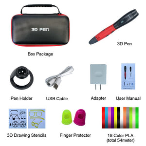 SMAFFOX 3D Pen With 12 Colors 54 Meter PLA Filament Printing Pen Support  ABS and PLA Kids Diy Drawing Pen With LCD Display