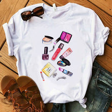 Load image into Gallery viewer, Perfumer Floral Stripe T Shirt Women Shirt Summer Shirt Lady Luxury Brand Streetwear T-shirt Tops Graphic Tees Women Kawaii
