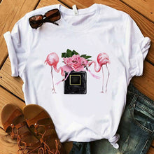 Load image into Gallery viewer, Perfumer Floral Stripe T Shirt Women Shirt Summer Shirt Lady Luxury Brand Streetwear T-shirt Tops Graphic Tees Women Kawaii