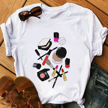 Load image into Gallery viewer, Perfumer Floral Stripe T Shirt Women Shirt Summer Shirt Lady Luxury Brand Streetwear T-shirt Tops Graphic Tees Women Kawaii
