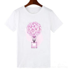 Load image into Gallery viewer, Perfumer Floral Stripe T Shirt Women Shirt Summer Shirt Lady Luxury Brand Streetwear T-shirt Tops Graphic Tees Women Kawaii