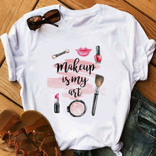 Load image into Gallery viewer, Perfumer Floral Stripe T Shirt Women Shirt Summer Shirt Lady Luxury Brand Streetwear T-shirt Tops Graphic Tees Women Kawaii